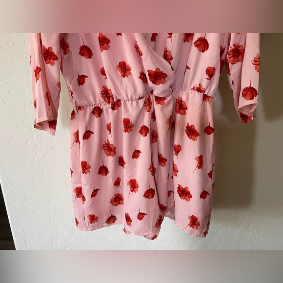 Lulu’s| Delvy Blush Pink Floral Print Surplice Romper, Barbiecore Style••• - Picture 7 of 16